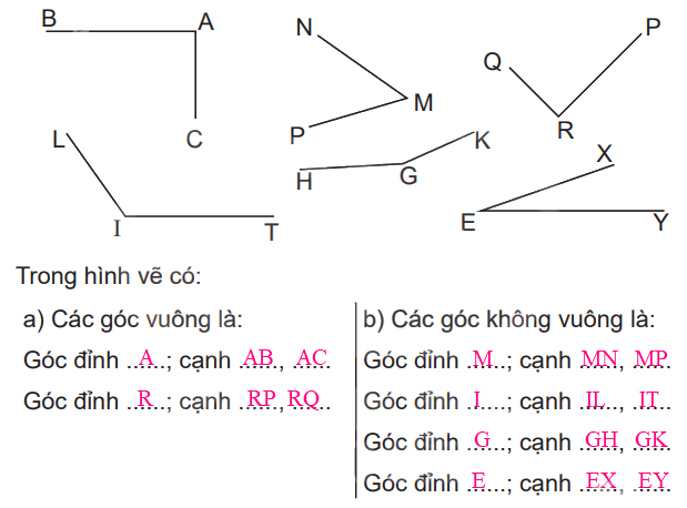 Giải bài 18: Góc, góc vuông, góc không vuông trang 48 vở bài tập Toán 3 - Kết nối tri thức với cuộc sống 0 2