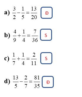 Giải bài 6: Cộng, trừ hai phân số khác mẫu số (tiết 1) trang 20, 21 vở bài tập Toán 5 - Kết nối tri thức 1