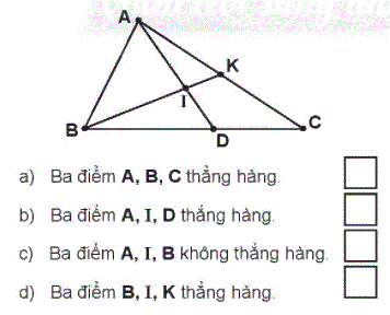 Giải bài: Ba điểm thẳng hàng (trang 55) Vở bài tập toán 2 - Chân trời sáng tạo 1 1